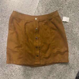 No Boundaries Tan Button-Front Mini Skirt